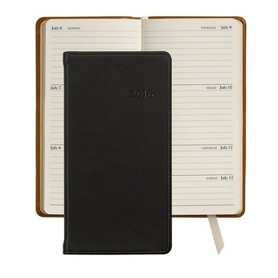 6" Personal Pocket Journal w/Traditional Leather Cover