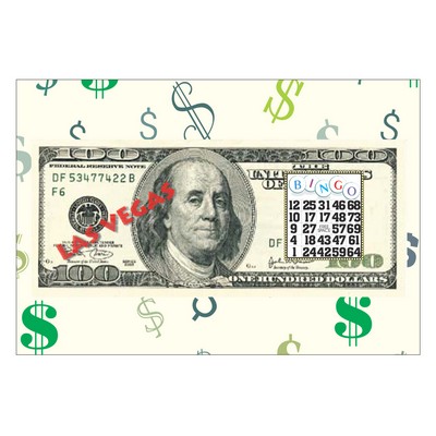 Las Vegas Bingo $100 Bill Rectangle Badge w/ Bar Pin (2"x3")