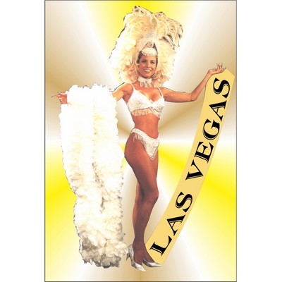 Vegas Showgirl in Yellow Rectangle Metal Photo Magnet (2"x3")