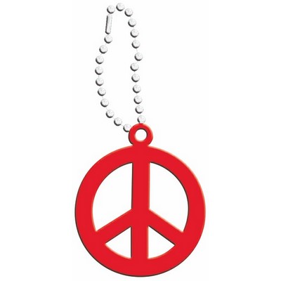 Peace Sign Promotional Line Key Chain w/ Black Back (4 Square Inch)