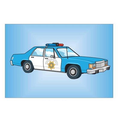 Police Car Rectangle Badge w/ Bar Pin (2"x3")
