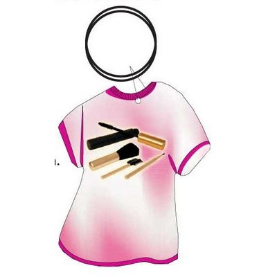 Makeup Brushes T-Shirt Keychain w/Mirrored Back (4 Square Inch)