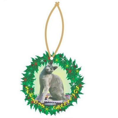 Russian Blue Cat Promotional Wreath Ornament w/ Black Back (12 Square Inch)
