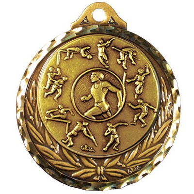 Stock Diamond Struck 2 3/4" Medal- Track & Field Male