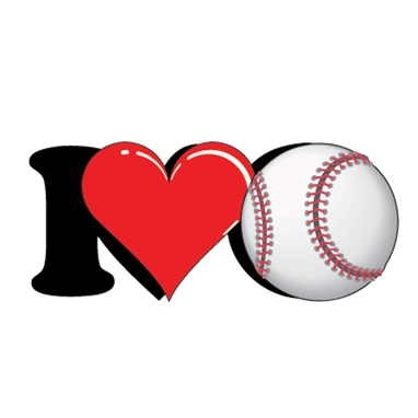 I Love Baseball Promotional Magnet w/ Strip Magnet (10 Square Inch)