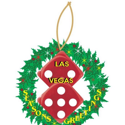 Las Vegas Dice Promotional Wreath Ornament w/ Black Back (3 Square Inch)