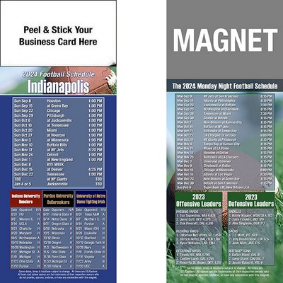 Indianapolis Pro Football Schedule Peel & Stick Magnet (3 1/2"x8 1/2")