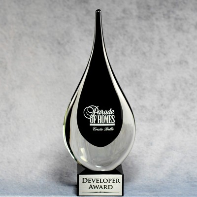 Black Teardrop Art Glass Award - 12"