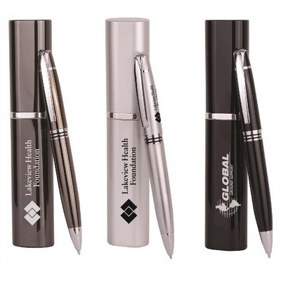 Twist Metal Ballpoint Pen w/Matching Case