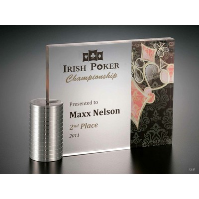 Acrylic Rectangular Award w/ Casino Chips Base