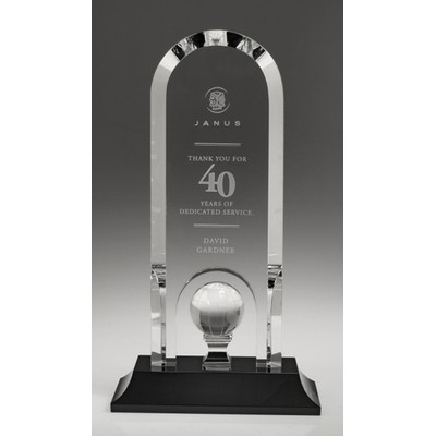 Small Optical Crystal Optima Golf Award w/Black Base