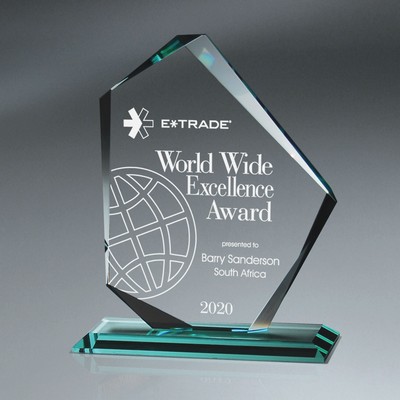 Large Jade Glass Slant Peak on Base