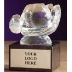 2 3/8" Crystal Baseball w/Hand Award