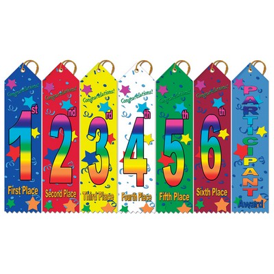 Stock Multicolor Point Top Award Ribbon (2"x8")
