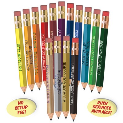 Silver Hexagon Golf Pencils with Erasers