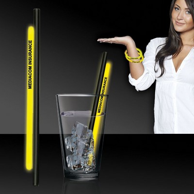 9" Yellow Deluxe Glow Straw & Bracelets