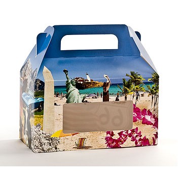 Horizontal Beach Designed Window Candy Tote Box (6¼"x3"x3½")
