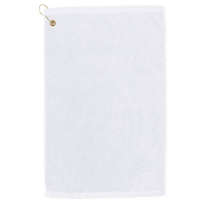 Medium Weight Golf Towel with Corner Hook & Grommet (White Embroidered)