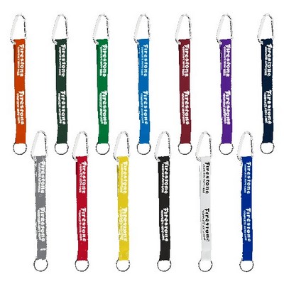 3/4" Sewn Polyester Keychain with Metal Split-Ring and Carabiner