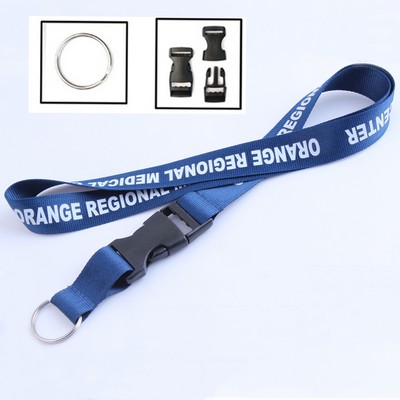 3/4" Polyester Lanyard with Metal Split Ring & Snap Buckle Release