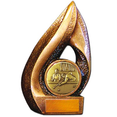 Stock Flame 7" Trophy with 2" Billiards, Engraving Plate