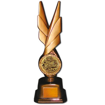 Stock Phoenix 12" Trophy with 2" Carnival Coin and Engraving Plate