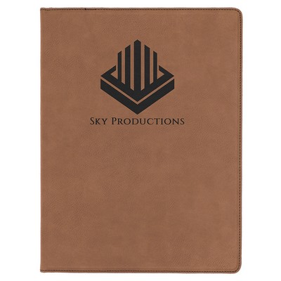 Portfolio with Notepad, Dark Brown Faux Leather, 9 1/2" x 12"
