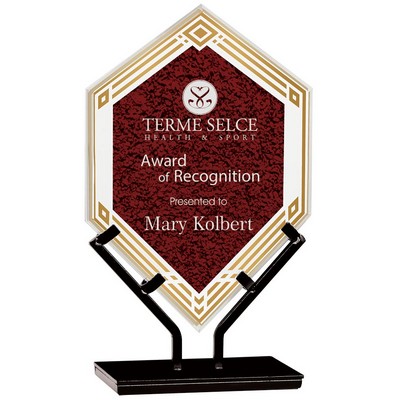 9½" Red Infinity Double Diamond Acrylic Award w/Iron Stand
