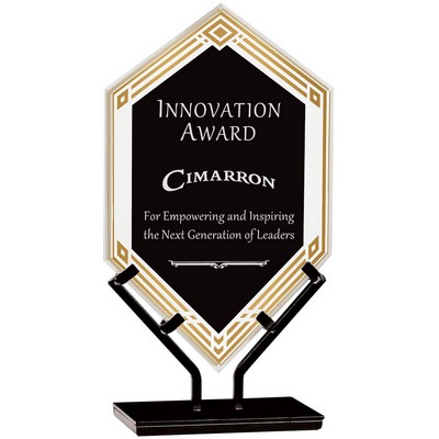 10½" Black Infinity Double Diamond Acrylic Award w/Iron Stand