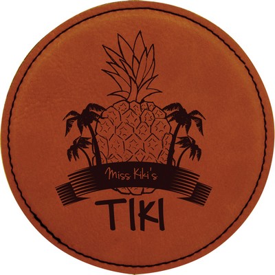 Leatherette Round Coaster - Rawhide