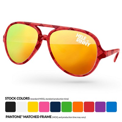 Aviator Mirror Sunglasses W/ Sublimation Wrap