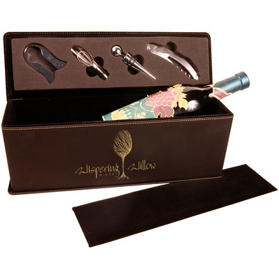 Leatherette Single Wine Box With Tools – Black/Gold