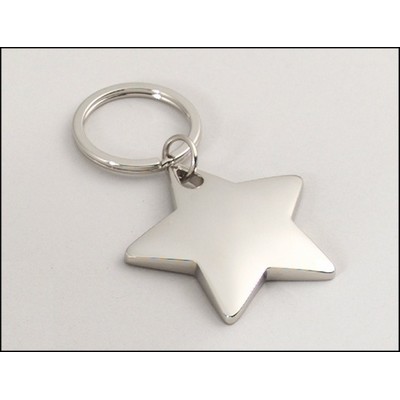 Polished silver star keyring