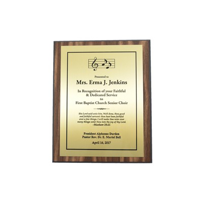 Walnut Finish Plaque w/Black Edge & Gold Plate (5"x7")