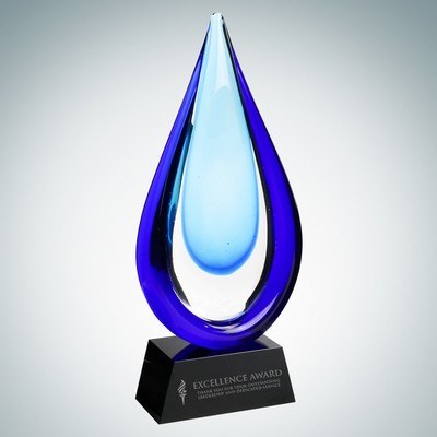 Art Glass Aquatic Award w/ Black Base (S)