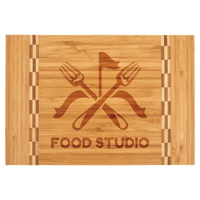 Bamboo Cutting Board with Butcher Block Inlay
