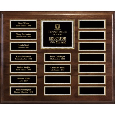 Genuine Walnut 18-Plt Magnetic Pearl or Blue Border Plaque with Easy Perpetual Plt Release Program