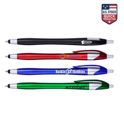 Retractable ballpoint pen with stylus