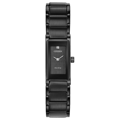 Citizen® Ladies' Eco-Drive Axiom Diamond Black Stainless Steel Watch W/ Black Dial