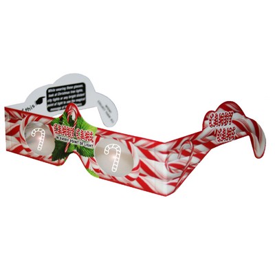 3D HoloSpex® Glasses CANDY CANE, Holiday Specs - STOCK