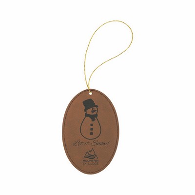 Dark Brown Leatherette Oval Ornament