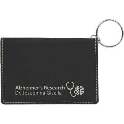 Black/Silver Leatherette ID Holder & Key Chain