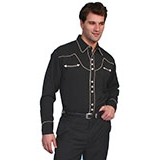 Men's Solid Long Sleeve Shirt w/Contrast Piping