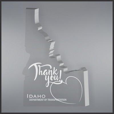 5.63" Idaho Shape Paperweight in Clear, Laser Engraved