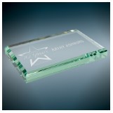 4" x 2 1/2" x 1/2" Jade Glass Paperweight Award