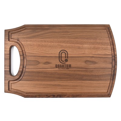 10 1/2" x 16" x 3/4" Walnut Cutting Board with Handle & Juice Groove