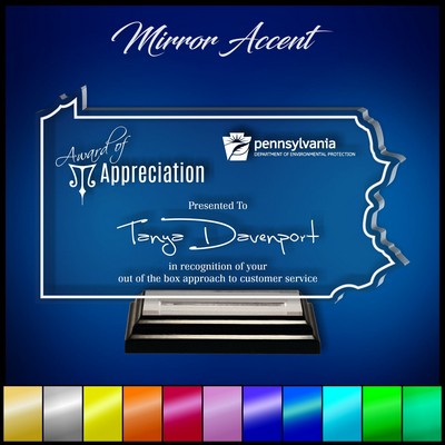 10" Pennsylvania Clear Acrylic Award with Mirror Accent