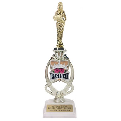13" Beauty Pageant Trophy Riser w/Figure on Marble Base