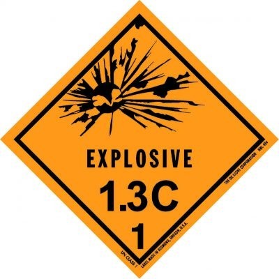 Explosive, 1.3C HazMat Vinyl Labels - 4" x 4"