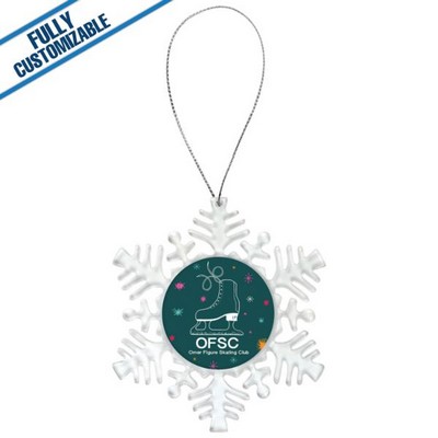 Clear Snowflake Ornament w/Insert & Silver String (4.125")